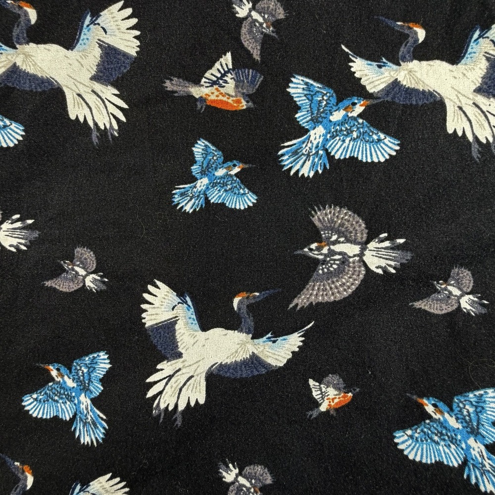 Kenneth Cole Reaction Mens Bird Print Shirt Black Whimsigoth Goblincore Sz M